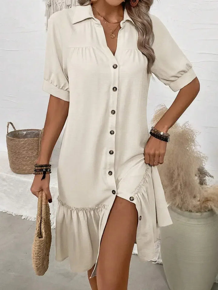 Sophia | Button-Down Ruffle Hem Dress