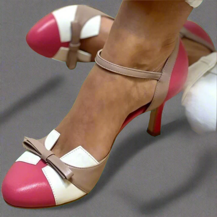 Camille – Bow Detail Mid Heel Shoes
