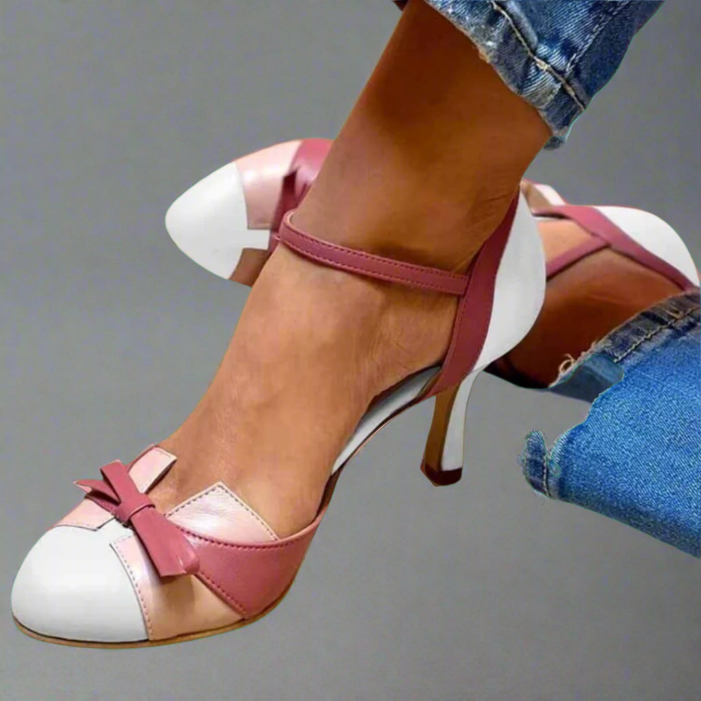 Camille – Bow Detail Mid Heel Shoes