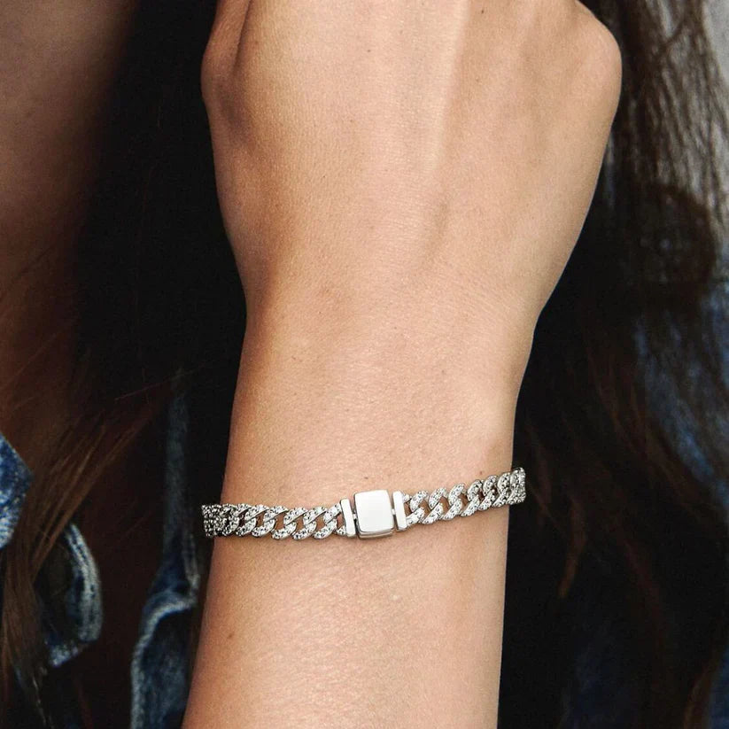 Bracciale cubano con moissanite