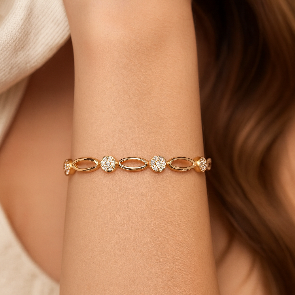 Claudia – Bracciale elegante dorato con zircone