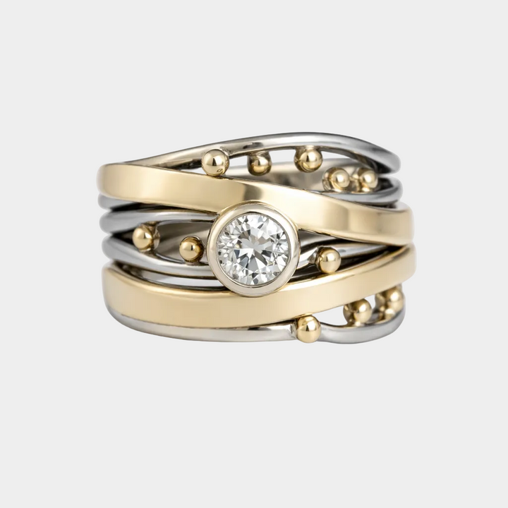 Stefanie – Anello vintage in oro con zircone incastonato