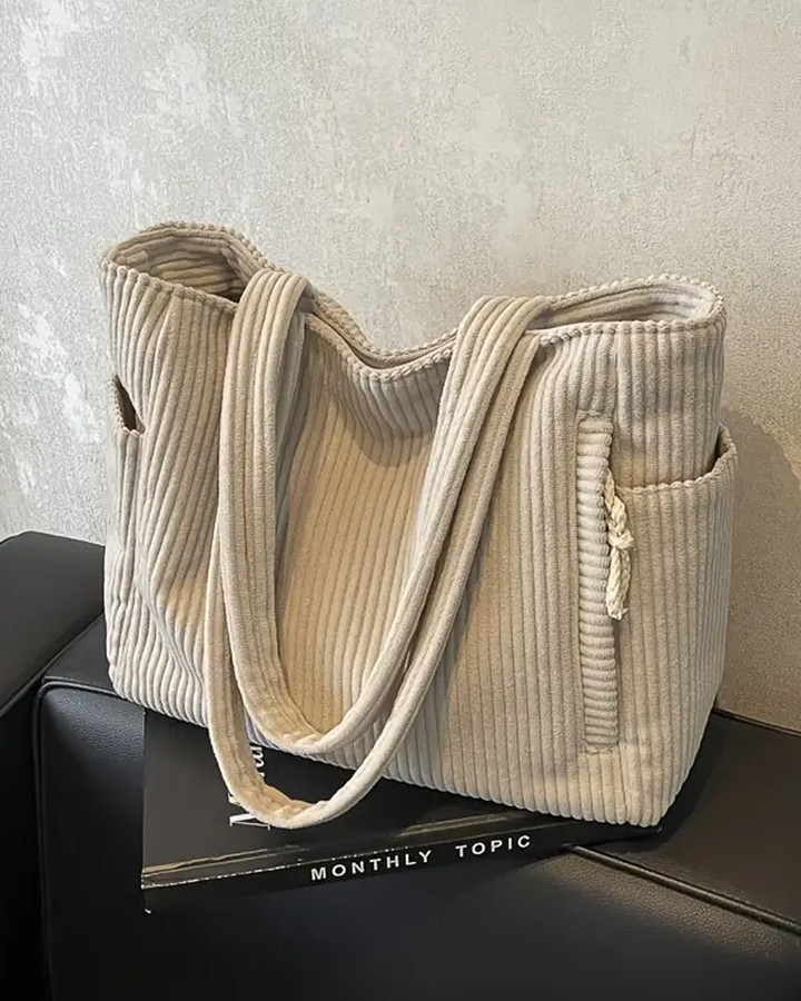 Liva – Ribbed tote bag with cord detail