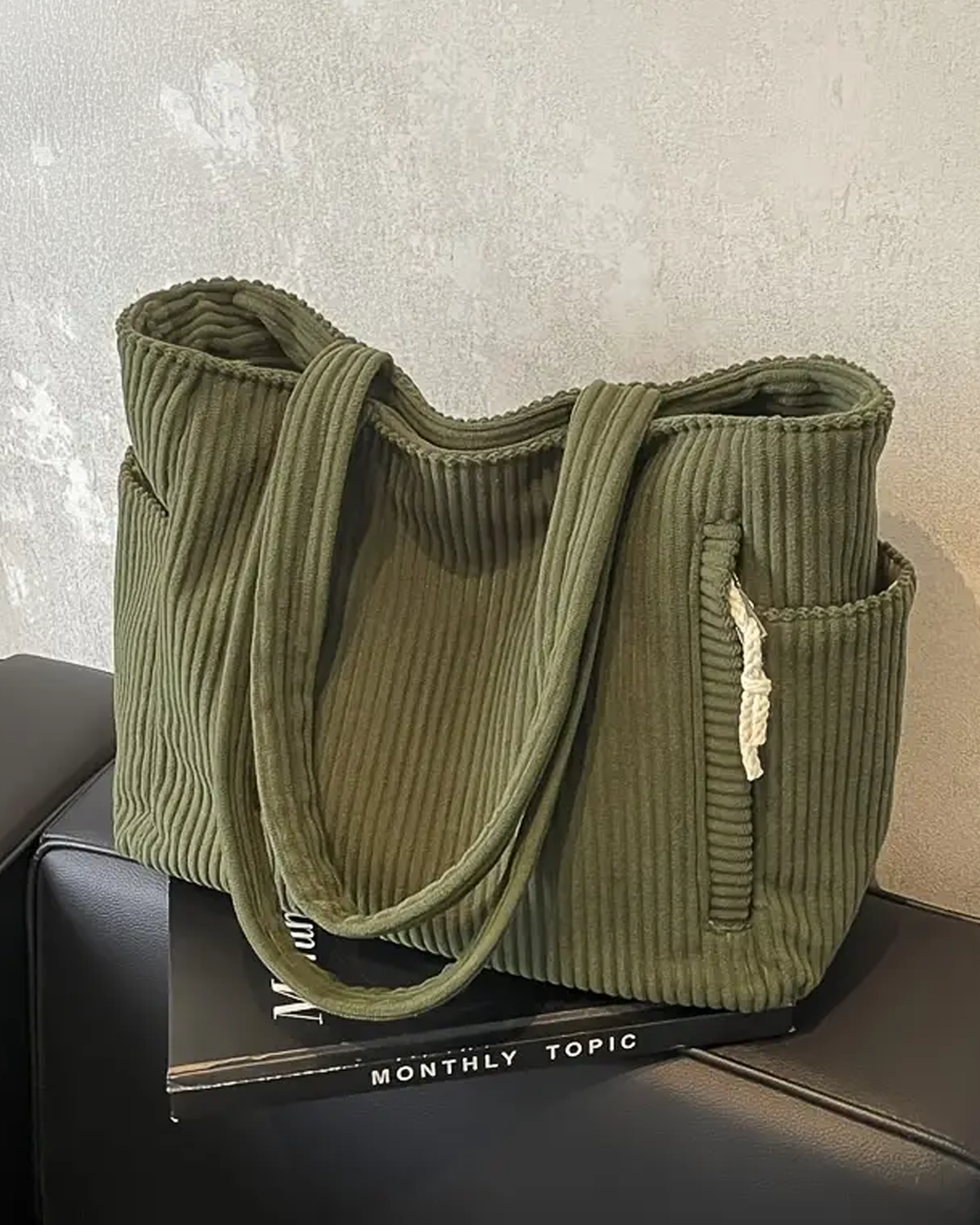 Liva – Ribbed tote bag with cord detail