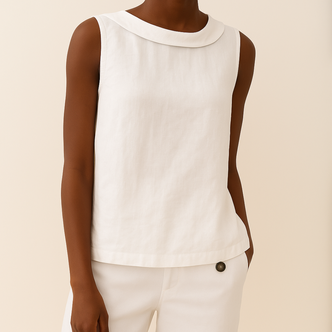 Ava – Sleeveless Roll Collar Top