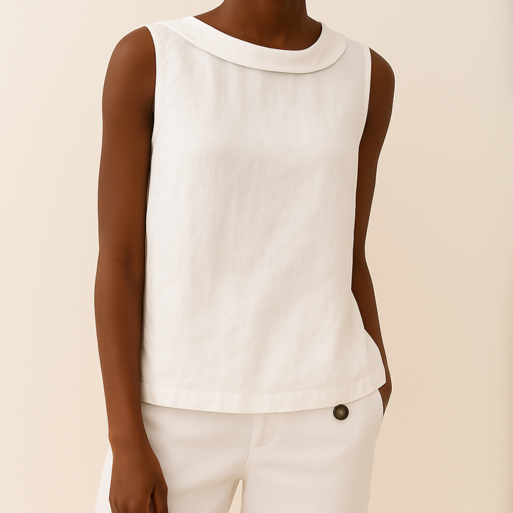 Ava – Sleeveless Roll Collar Top