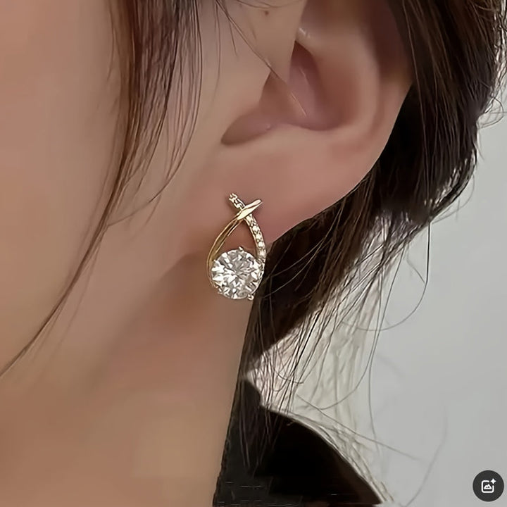 Leni - Orecchini in oro con croce e zirconi