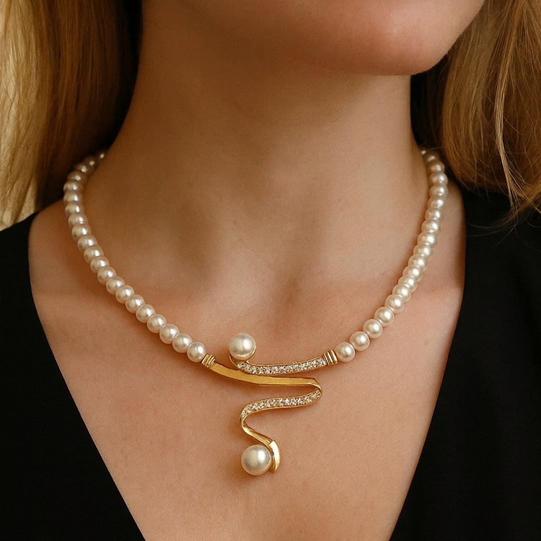 Susanne – Collana con perle naturali + set di orecchini