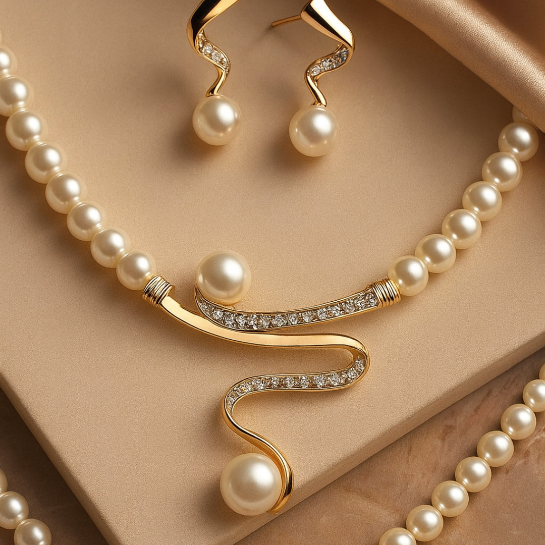 Susanne – Collana con perle naturali + set di orecchini