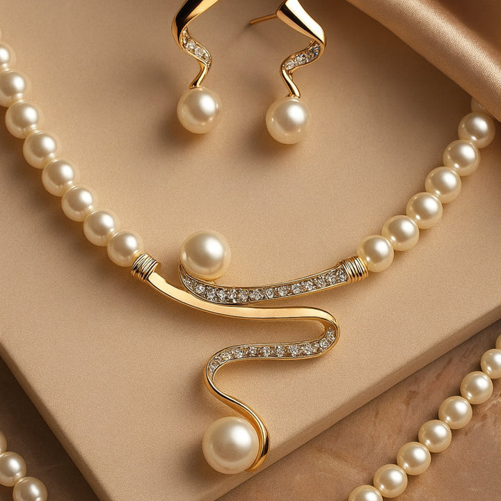 Susanne – Collana con perle naturali + set di orecchini