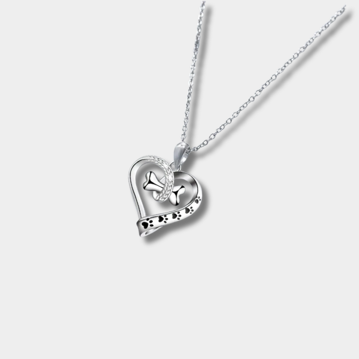 Set di gioielli in 2 pezzi con pendenti a forma di zampa, cuore e osso