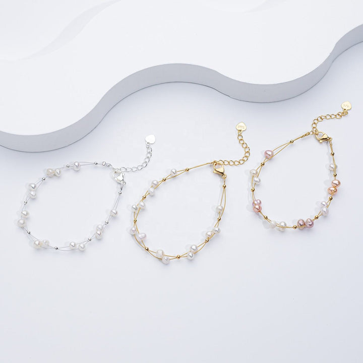 Marlene – Bracciale dorato con singoli accenti di perle