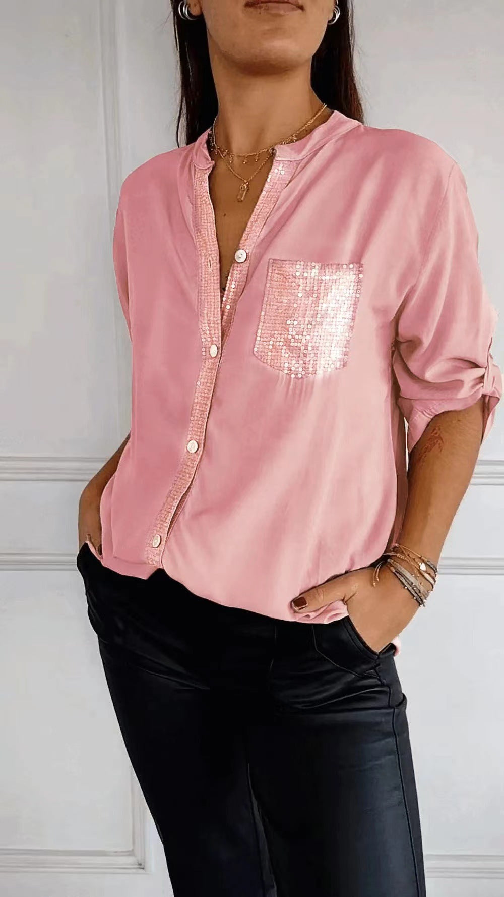 Althea – Sequined Pocket Blouse