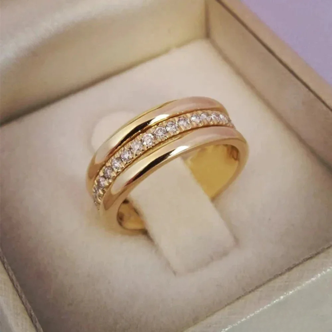 Anello elegante in zirconio con doppio inserto