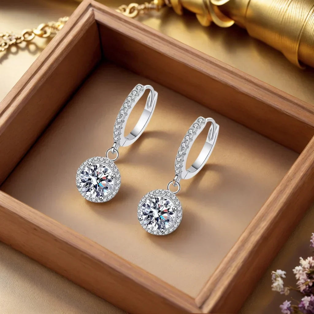 Orecchini in argento sterling 925 con 1 carato di moissanite