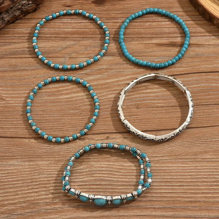 Caroline – Set di bracciali boho con perle turchesi