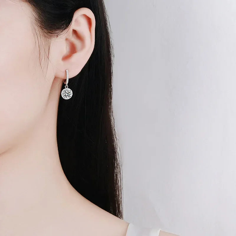Orecchini in argento sterling 925 con 1 carato di moissanite