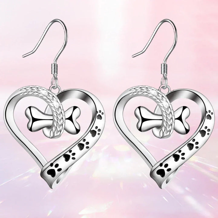 Set di gioielli in 2 pezzi con pendenti a forma di zampa, cuore e osso