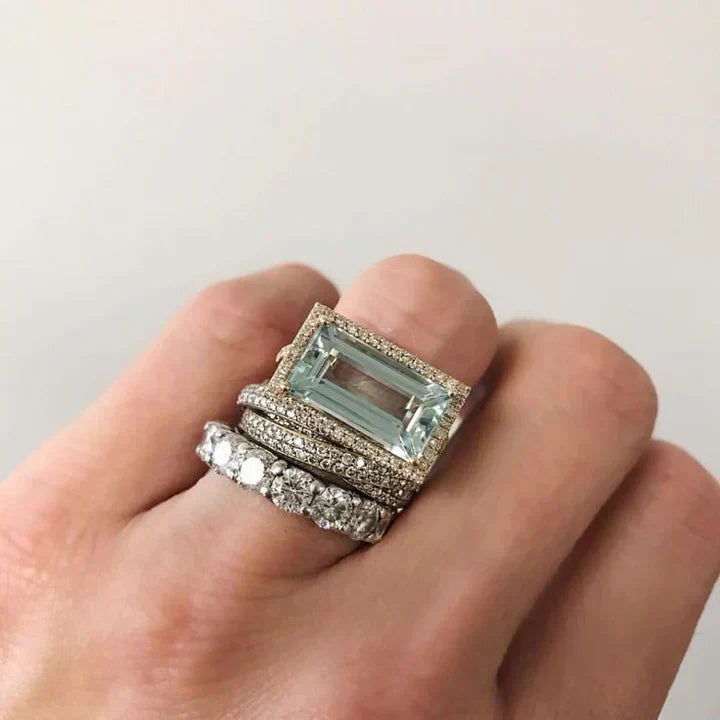 Gabriela – Set di anelli vintage in argento con turchese di vetro