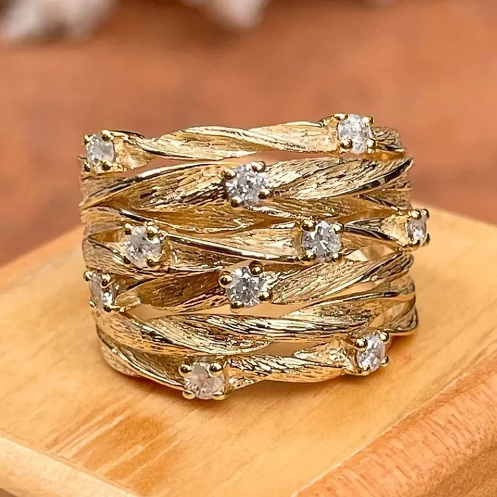 Johana - Anello vintage in oro con zircone