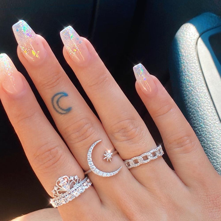 Anello in argento con luna e stelle