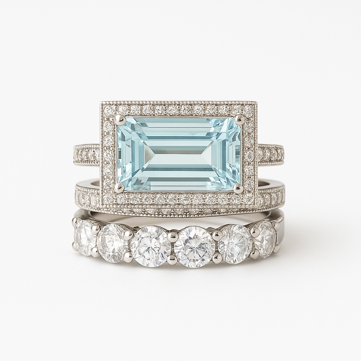 Gabriela – Set di anelli vintage in argento con turchese di vetro