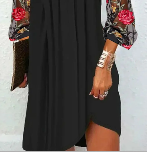 Anne™ | Elegant mini dress with V-neckline and sheer sleeves