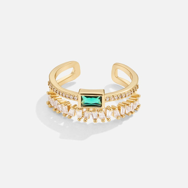 Sabina – Anello placcato oro con accenti verde smeraldo.