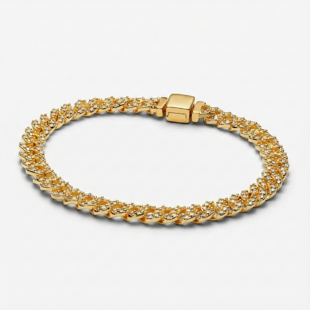 Bracciale cubano con moissanite